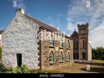 UK Northern Ireland, Co Down, Holywood, Ulster Folk Museum, Chapel Lane, National School building with Parochial Hall Stock Photo