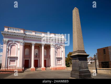 UK Northern Ireland, Co Down, Holywood, High Street, Free Presbyterian Church and McAlester memorial Stock Photo