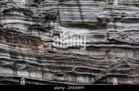 Eroded lava rock on the cliff, Rocha da Relva, Sao Miguel Island, Azores, Portugal Stock Photo