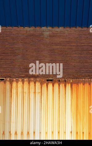 Rusty corrugated iron facade, Vila Franca do Campo, Sao Miguel Island, Azores, Portugal Stock Photo