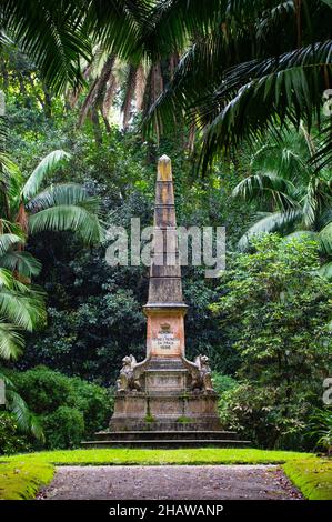 Botanical Garden, Viscounts Praia Monument, Terra Nostra Park, Furnas, Sao Miguel Island, Azores, Portugal Stock Photo