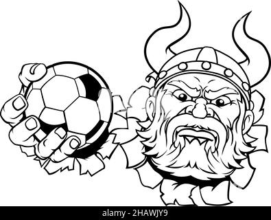 Viking Soccer Football Ball Sports Mascot Cartoon Stock Vector