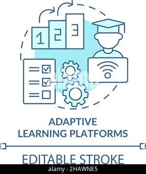 Adaptive learning platforms blue concept icon Stock Vector