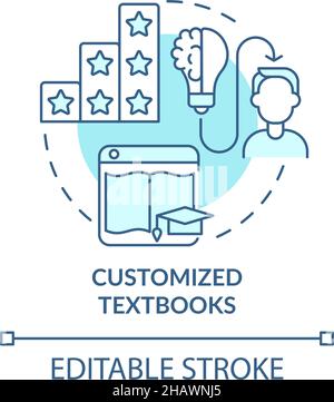 Customized textbooks blue concept icon Stock Vector