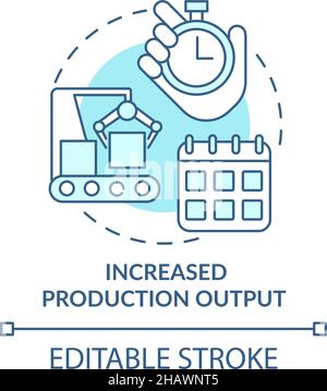Increased operation output blue concept icon Stock Vector