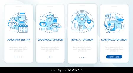 Everyday life automation blue onboarding mobile app screen Stock Vector
