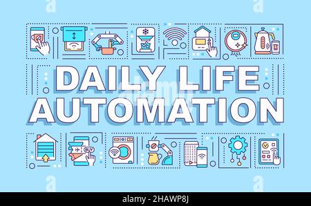 Daily life automation word concepts blue banner Stock Vector