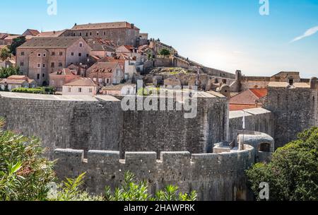 Historic city walls of Dubrovnik Croatia. Stock Photo