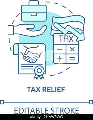 Tax relief turquoise concept icon Stock Vector