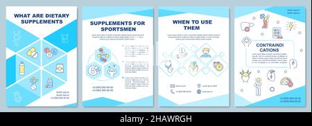 Dietary supplements blue brochure template Stock Vector