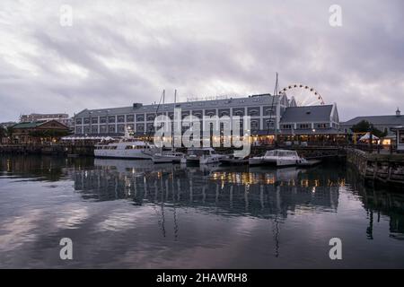 Cape Town, South Africa, August 2018 - Victoria and Alfred Waterfront at dusk, Cape Town, South Africa Stock Photo