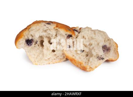 Studio shot of baked blueberry muffins cut out against a white background - John Gollop Stock Photo