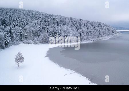 Ice patterns on a frozen lake surface, Cerknica lake, Slovenia Stock Photo