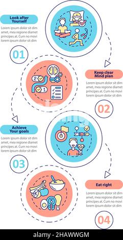 Well balanced life tips vertical infographic template Stock Vector