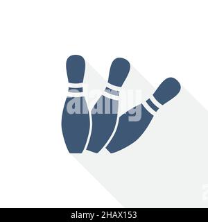 Bowling pins vector icon. Sport equipment symbol. Logo template. Stock Vector