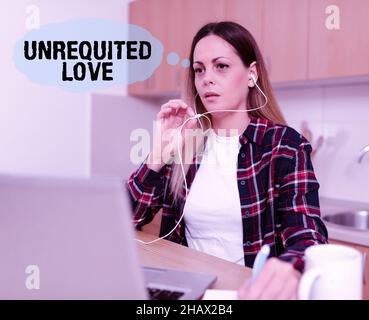 Text sign showing Unrequited Love. Business idea not openly reciprocated or understood as such by beloved Sharing Experience Through Video Blogging Stock Photo