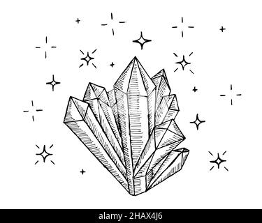 Premium Vector | Vector line drawing in doodle style crystals isolated on  white background simple drawing of crystal mineral