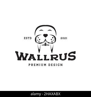 walrus head vintage logo symbol icon vector graphic design illustration idea creative Stock Vector