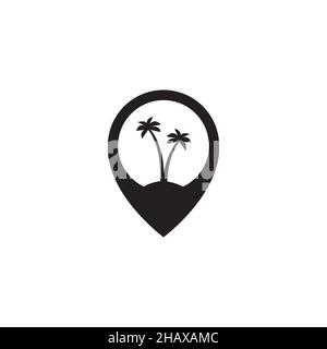 palm or coconut trees with pin map location logo symbol icon vector graphic design illustration idea creative Stock Vector