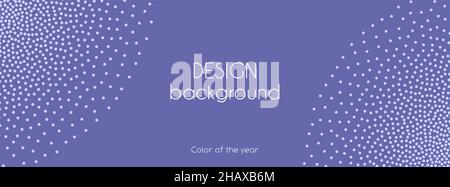 Abstract vector long banner in trendy very peri color. Minimal background with dotted corners and copy space for text. Facebook cover template Stock Vector