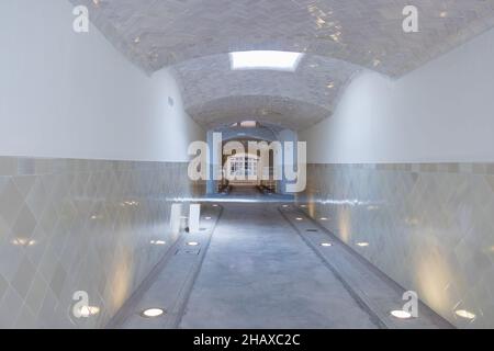 Corridor of hospital with the doors of the surgical area in the background Stock Photo