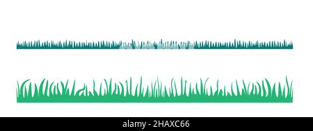 Cartoon grass silhouette isolated on white background. Plants with long, tall leaves. Uneven garden lawn. Vector for design. Stock Vector