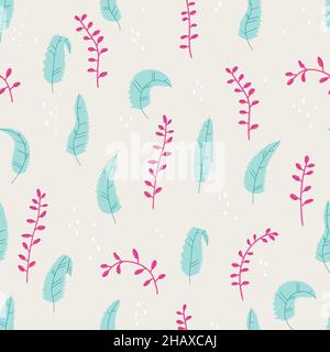 Vector botanical seamless pattern with decorative leaves and branches. Trandy design for print. Stock Vector
