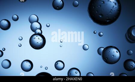 Flowing abstract 3D bubbles or particles in clear blue background. Vector abstract copy paste illustration Stock Photo