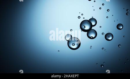 Pure fresh water bubbles background float with clear bright blue copy space background Stock Photo