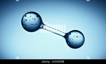 Blue science molecule or atom background, Abstract structure 3d double molecule background Stock Photo