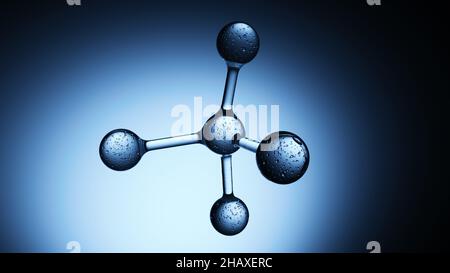 Molecules connected network 3D molecular abstract blue graphic illustration Stock Photo