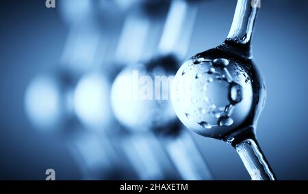 Blue science molecules or atoms background. Abstract structure 3d double molecule background Stock Photo