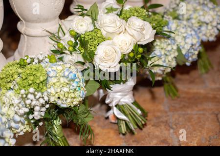 Floral Bouquets at wedding Stock Photo