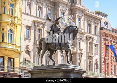 The monument of Kralj Tomislav - First King of Croatia.Zagreb Croatia Stock Photo