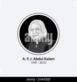 Avul Pakir Jainulabdeen Abdul Kalam was an Indian aerospace scientist who served as the 11th president of India from 2002 to 2007. Stock Vector
