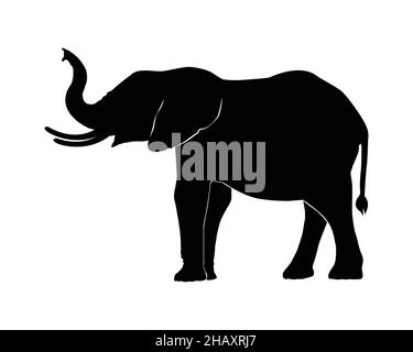 elephants family on white background. elephant silhouette. Stock Vector
