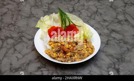 Ackee & swordfish Jamaican & West Indian Food Stock Photo