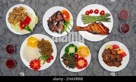 Selection of Jamaican & West Indian Food Stock Photo