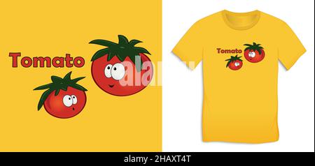 Tomato cartoon icon, t-shirt graphics design vector Stock Vector