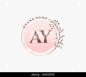 AY feminine logo. Usable for Nature, Salon, Spa, Cosmetic and Beauty Logos. Flat Vector Logo Design Template Element. Stock Vector