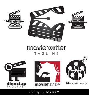 Movie theme logo icon set. vector Stock Vector