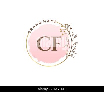 CF feminine logo. Usable for Nature, Salon, Spa, Cosmetic and Beauty Logos. Flat Vector Logo Design Template Element. Stock Vector