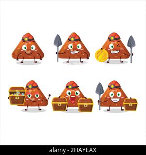 miners orange gummy candy C cute mascot character wearing helmet. Vector illustration Stock Vector