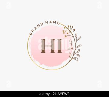 HI feminine logo. Usable for Nature, Salon, Spa, Cosmetic and Beauty Logos. Flat Vector Logo Design Template Element. Stock Vector