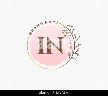 IN feminine logo. Usable for Nature, Salon, Spa, Cosmetic and Beauty Logos. Flat Vector Logo Design Template Element. Stock Vector