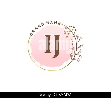IJ feminine logo. Usable for Nature, Salon, Spa, Cosmetic and Beauty Logos. Flat Vector Logo Design Template Element. Stock Vector