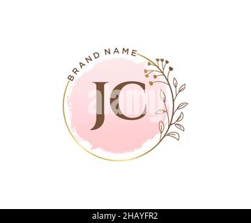 JC feminine logo. Usable for Nature, Salon, Spa, Cosmetic and Beauty Logos. Flat Vector Logo Design Template Element. Stock Vector