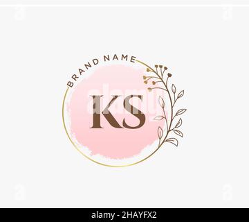 KS feminine logo. Usable for Nature, Salon, Spa, Cosmetic and Beauty Logos. Flat Vector Logo Design Template Element. Stock Vector