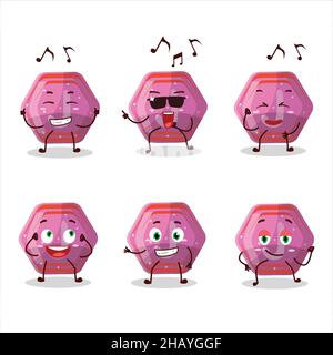 An image of pink gummy candy j dancer cartoon character enjoying the music. Vector illustration Stock Vector