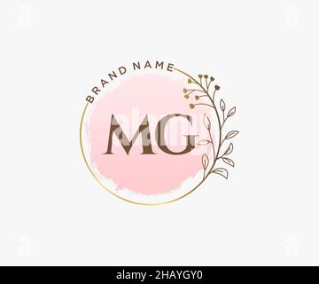 MG feminine logo. Usable for Nature, Salon, Spa, Cosmetic and Beauty Logos. Flat Vector Logo Design Template Element. Stock Vector